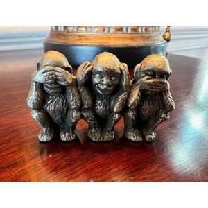 Vintage Pewtie Playmates Monkey Pewter Hear No Evil Speak No Evil George Good